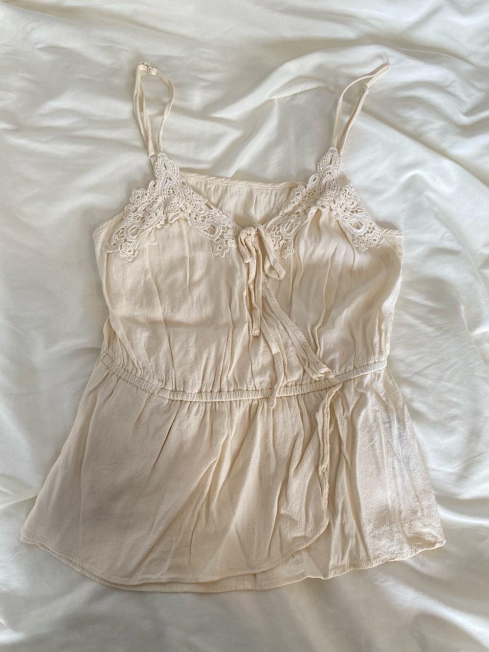Lace Trim Cream Cami Top - Women’s Intimates